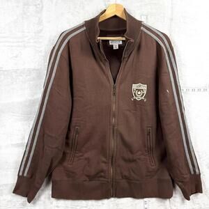 VTG Roots 73 Athletics Brown Track Jacket Zip-Up Sweater Size M Men Retro Y2K
